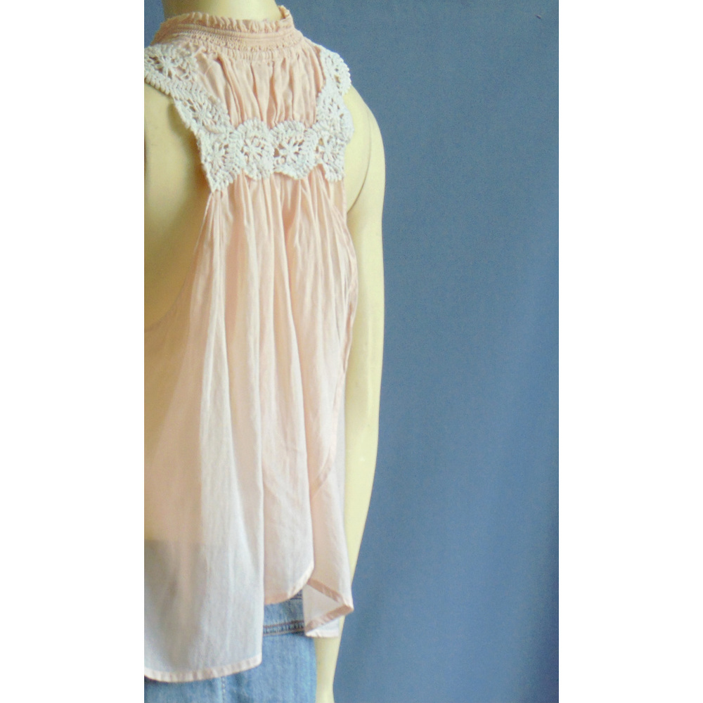 Free People Lace Cotton Voile A-Line Top M - Picture 5 of 6